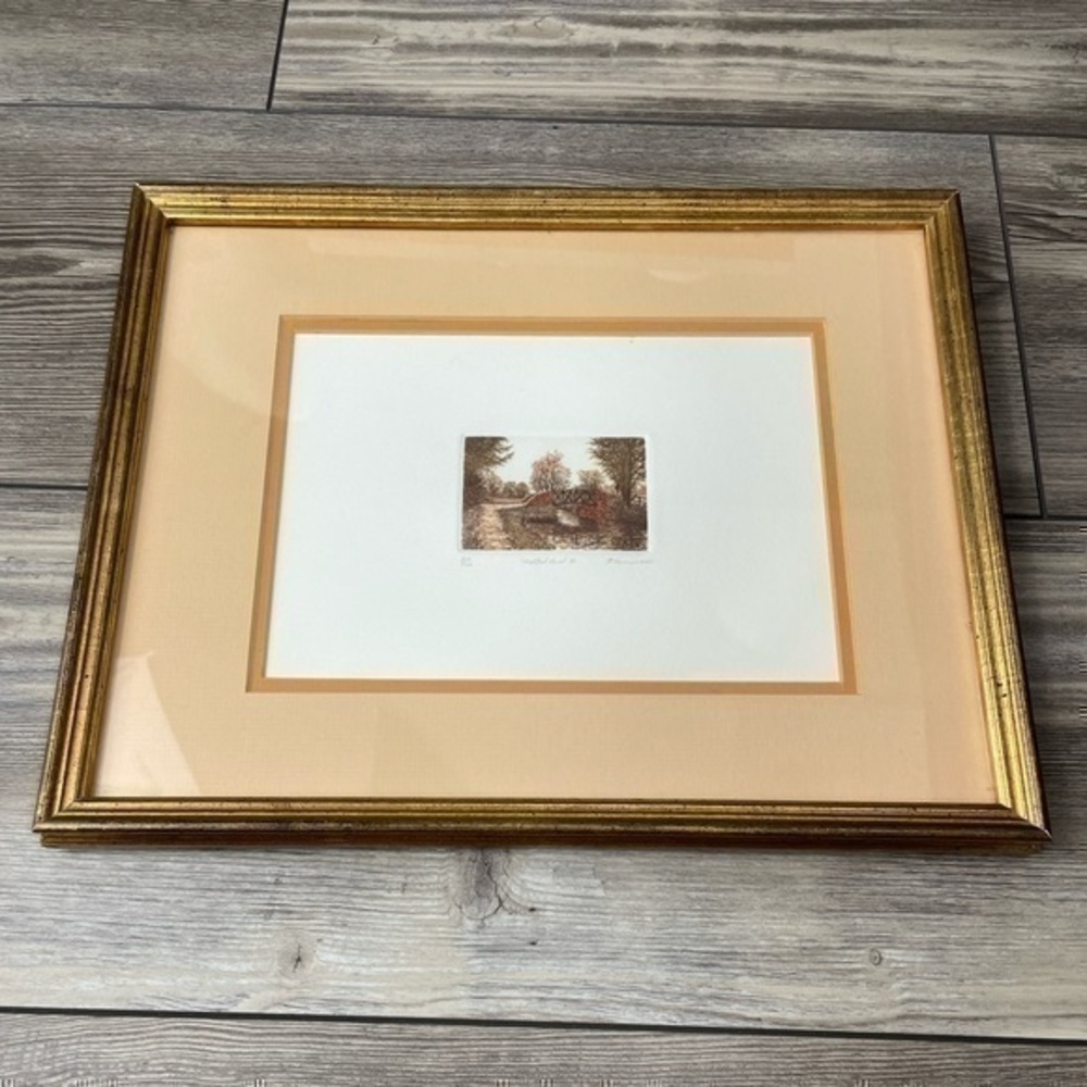 Gilbert Browne Signed Artist's Proof Colored Etching Stratford Canal, 12x10